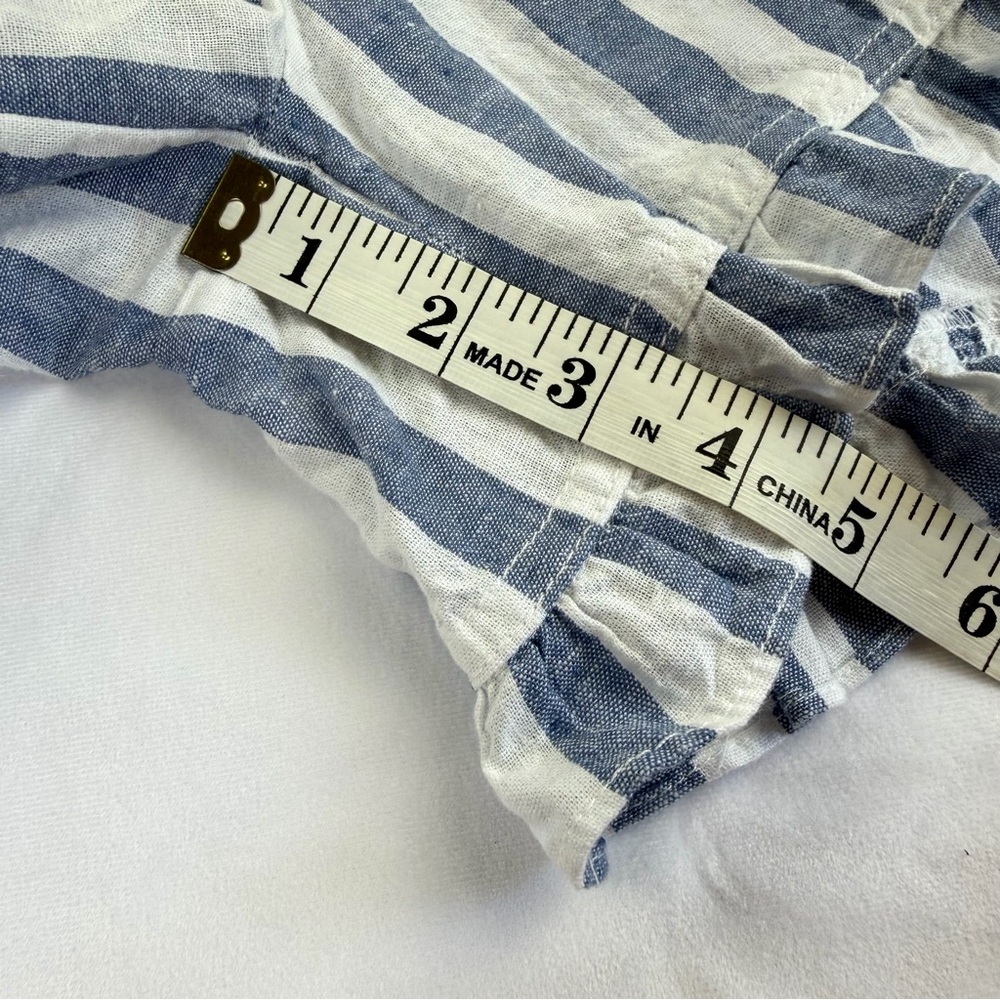 beachlunchlounge Striped Ruffle Hem Linen Shorts in Blue & White Size Large EUC - Picture 9 of 12